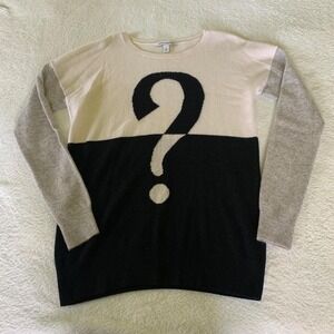 Women's Large AUTUMN CASHMERE Question Mark Colorblock Crewneck Sweater